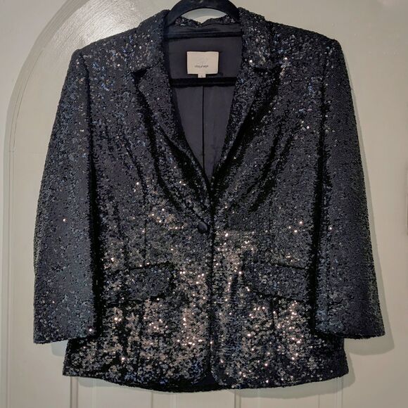Stunning CINQ à SEPT “Jana” Sequin Evening Cropped Blazer/Jacket, Sz 0/2 - Picture 4 of 10